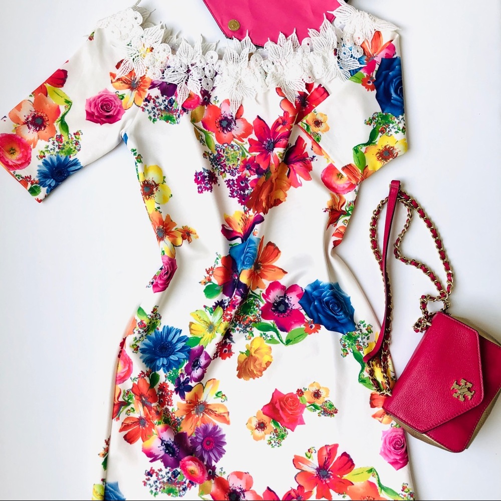 BUY 1, GET 1 FREE! Crochet neck floral dress